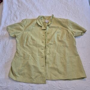 Avenue women's 20 linen blens short sleeve lined shirt nice light green shade